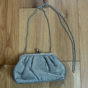 Small silver metallic handbag vintage style